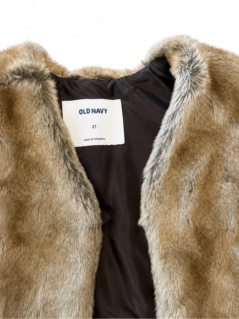 Old Navy Faux Fur Vest in Taupe Brown
